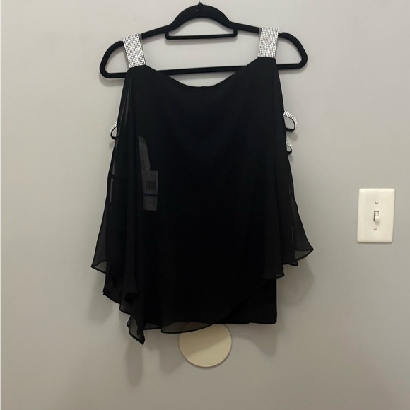 MSK Black Top with Silver Embellished Straps - Picture 3 of 13
